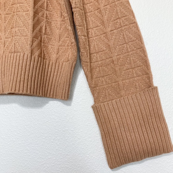 NWT Marc New York by Andrew Marc Open Neck Tan Knit Flap Collar Sweater - Picture 3 of 4